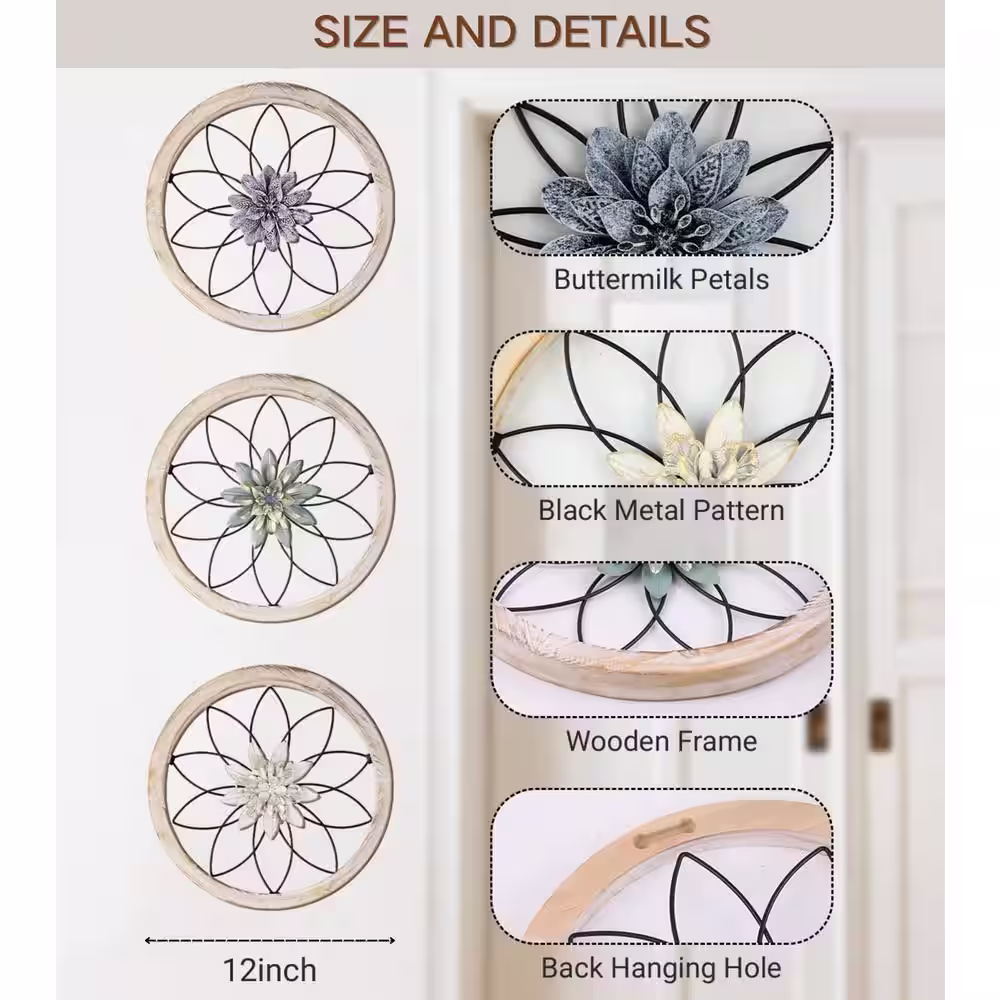 None 3 Pieces Ultra-thick Farmhouse Wood Wall Art Decor Rustic Home Decor Farmhouse Hanging Decoration