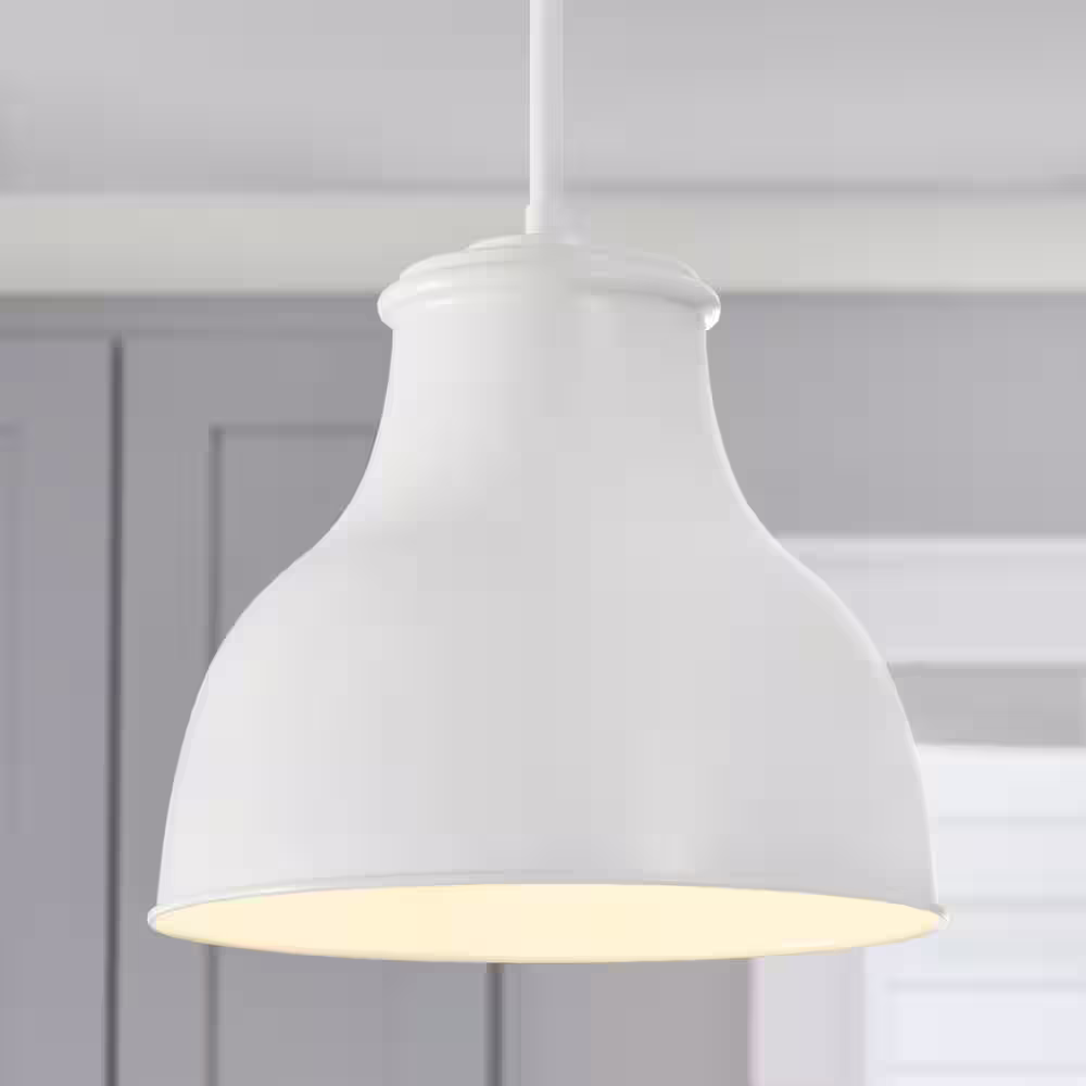 None 2-1/4 in. Large Matte White Metal Bell Pendant Light Shade