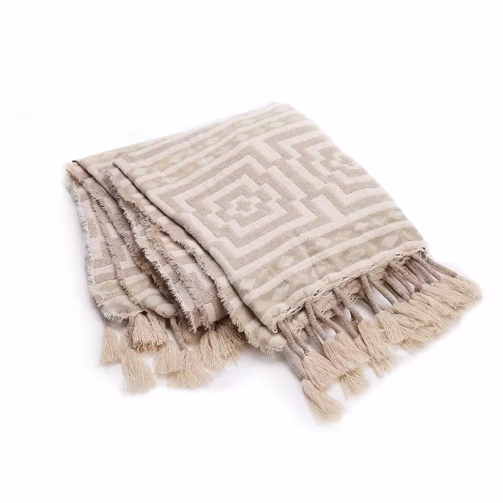 None Hypnotic Taupe Polyester Acrylic Throw Blanket