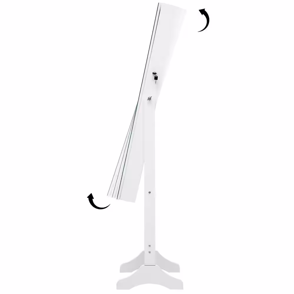 None Standing Automatic LED Light Mirror Jewelry Box Cabinet Storage Lockable Storage Cabinet