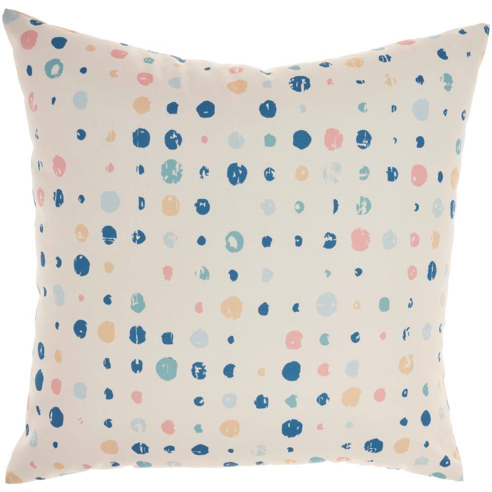 Waverly Waverly Blue and Ivory Floral Stain Resistant 20 in. x 20 in. Indoor/Outdoor Throw Pillow