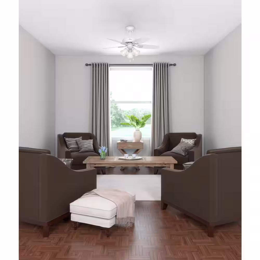 Hunter 42 in. Indoor Snow White Builder Small Room Ceiling Fan with Light Kit