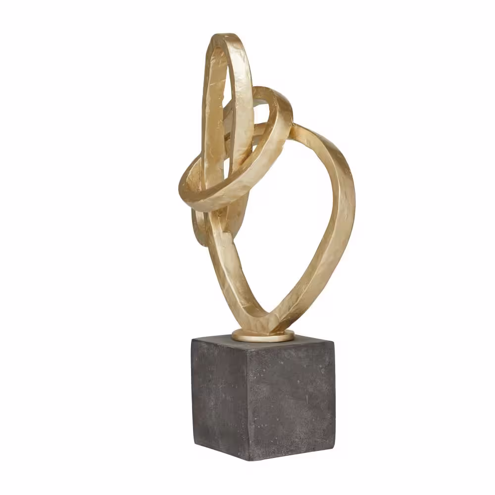 Litton Lane Gold Polystone Link Abstract Sculpture with Black Base