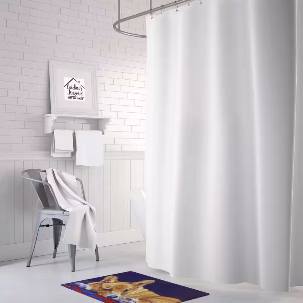 Caroline's Treasures 19 in. x 27 in. Corgi Blue Lonesome Machine Washable Memory Foam Mat