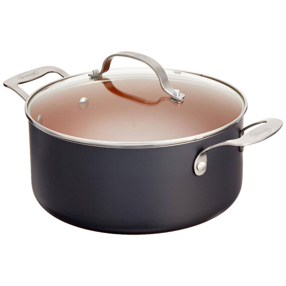 Gotham Steel 5 Qt. Aluminum Non-Stick Ti-Ceramic Stock Pot with Glass Lid