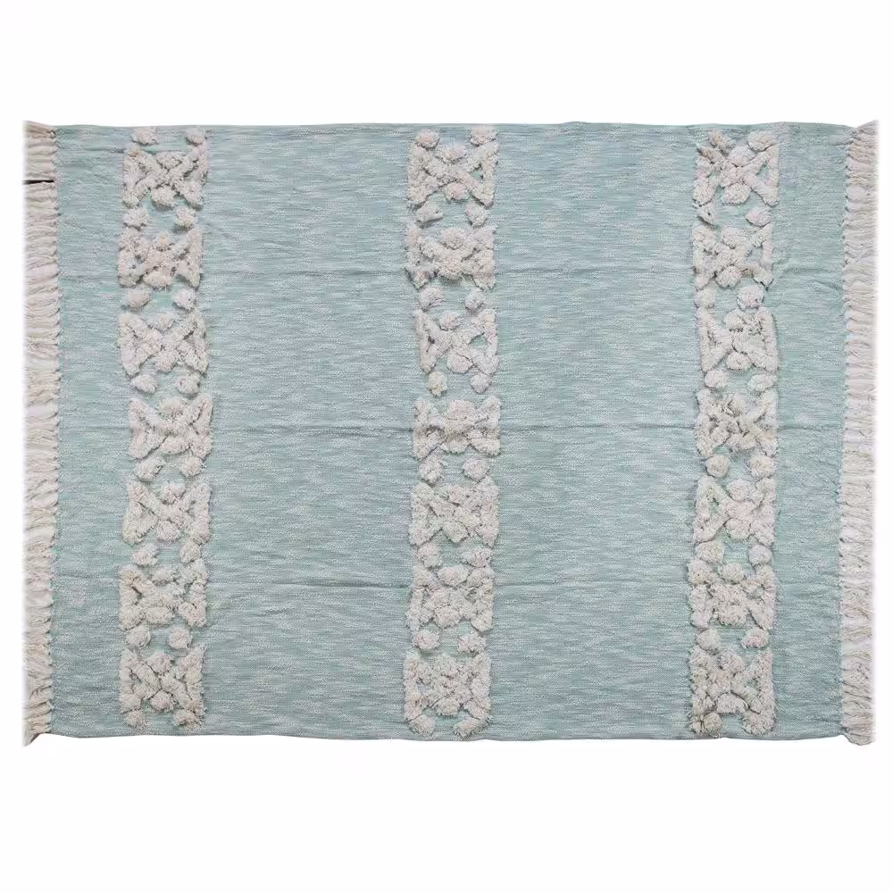 LR Home Soft Aztec 50 in. x 60 in. Sky Blue Decorative Throw Blanket