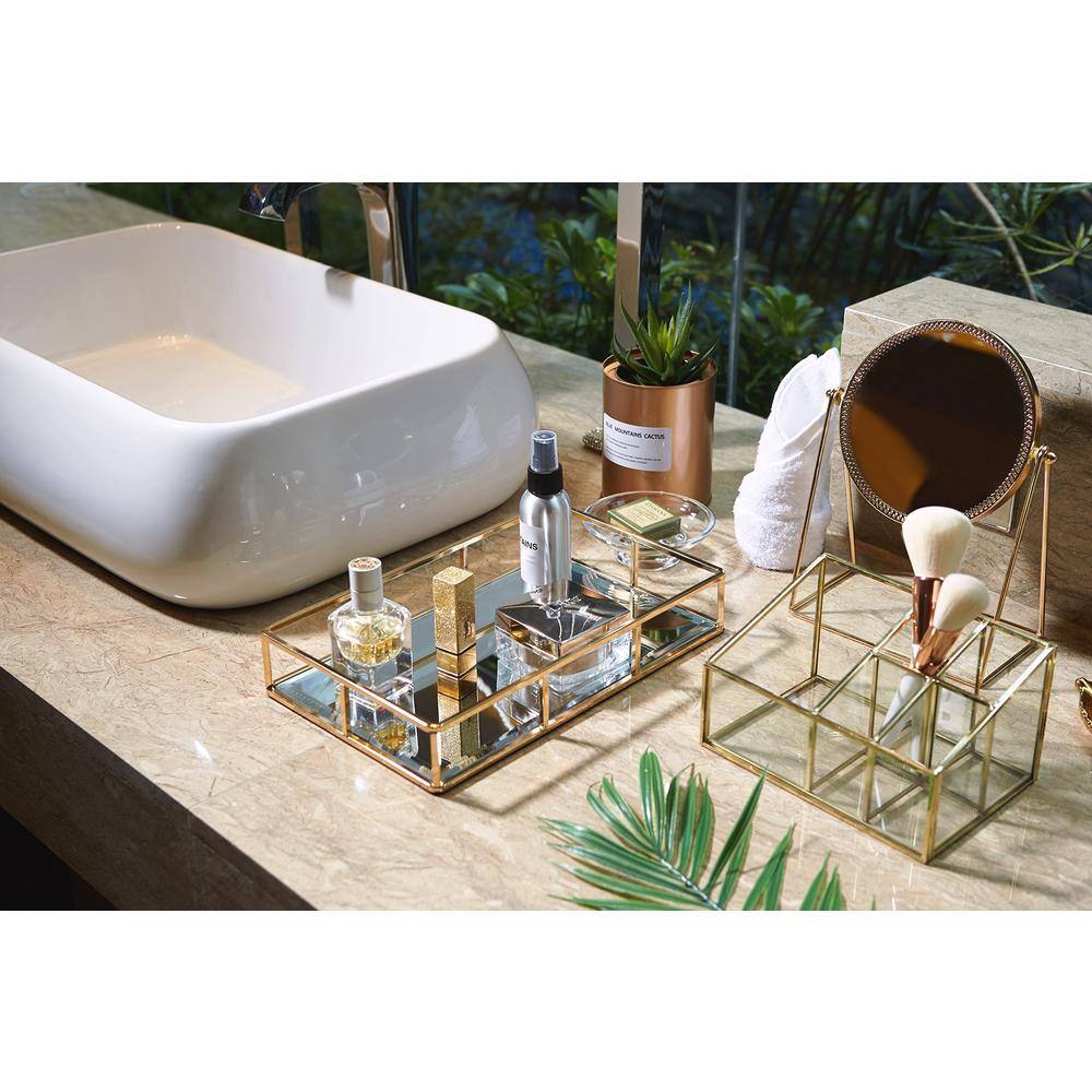 None Perfume Tray Mirror Vanity Tray Dresser Tray Ornate Tray Metal Decorative Tray Jewelry Perfume Organizer Makeup Tray