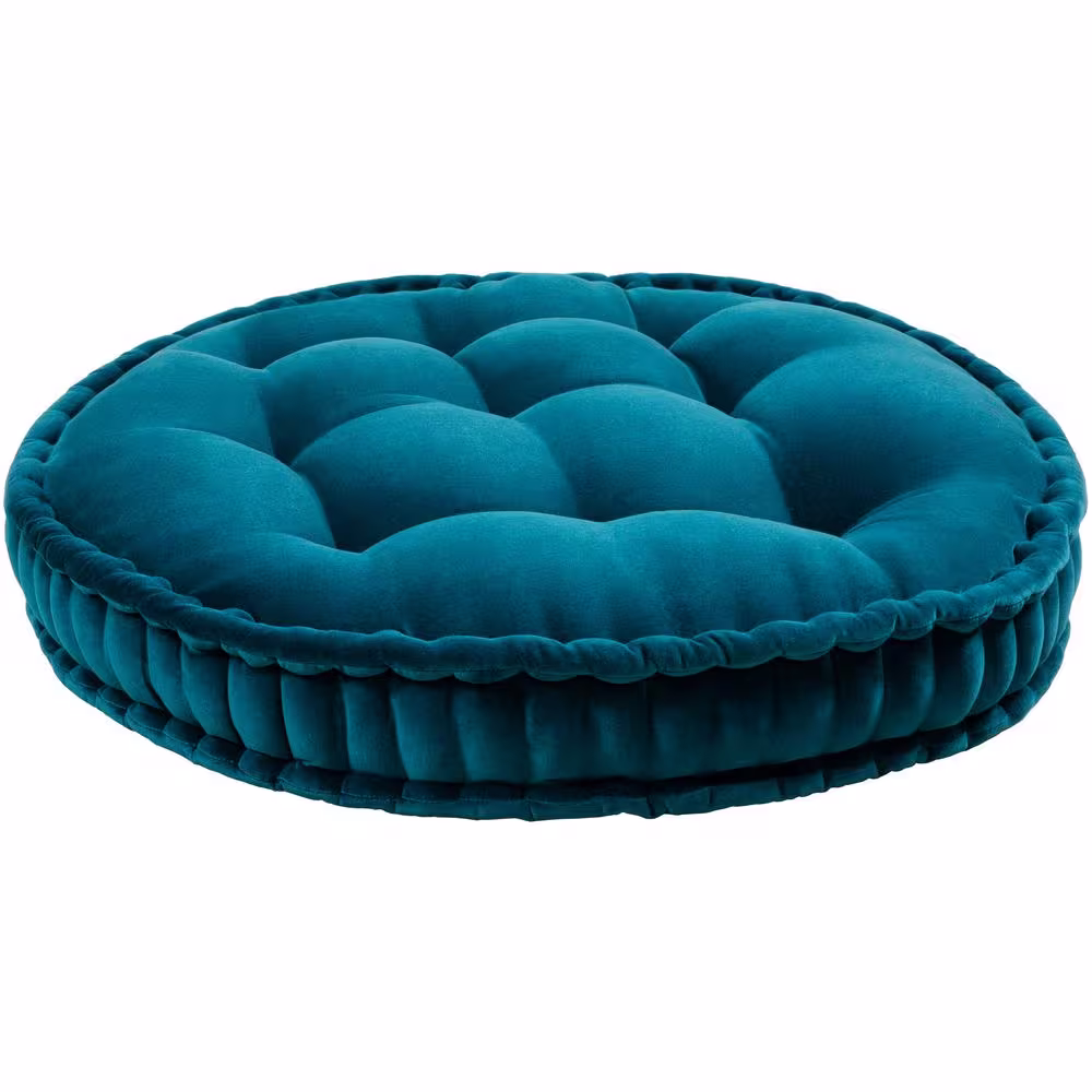 Artistic Weavers Biasca Teal Solid Cotton 30 in. x 30 in. Round Throw Pillow