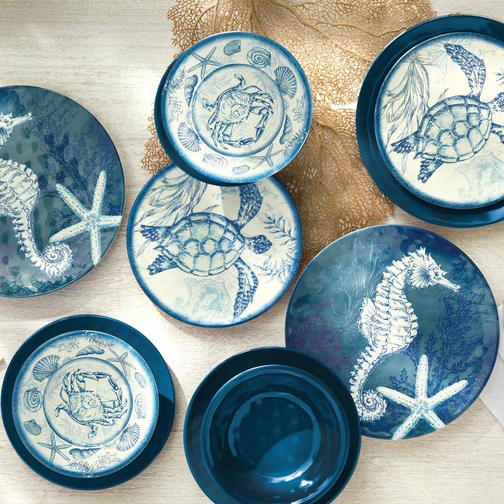 Certified International Oceanic 12-Piece Seasonal Multicolored Melamine Dinnerware Set (Service for 4)