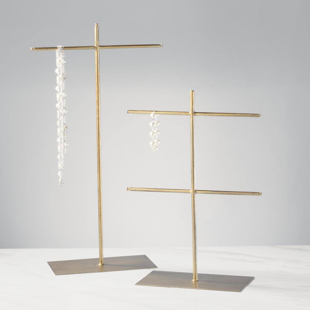 TRIPAR INTERNATIONAL, INC. Gold Metal Bracelet & Necklace Jewelry Stands (Set of 2)