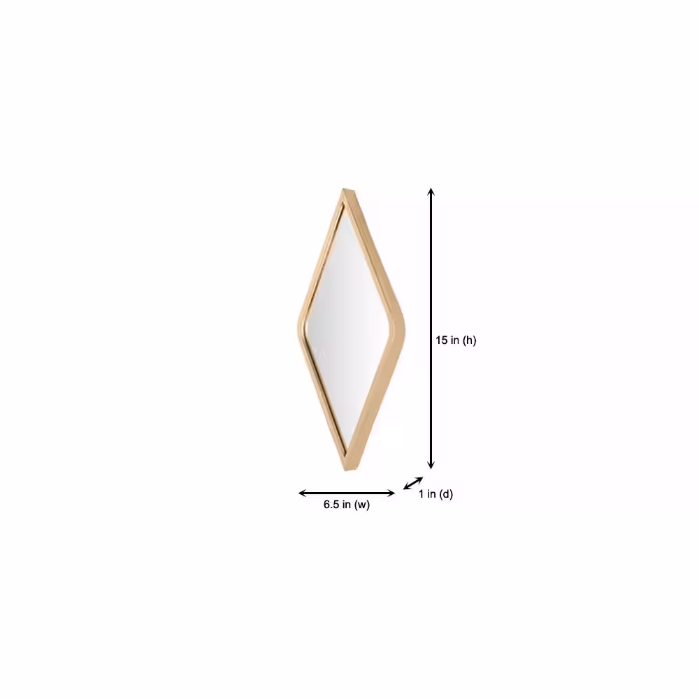StyleWell Small Diamond Gold Classic Accent Mirror (15 in. H x 7 in. W)