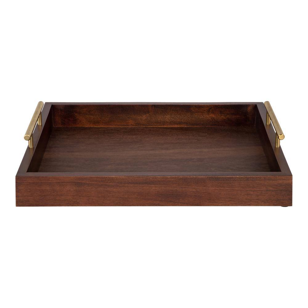 Kate and Laurel Lipton 16 in. x 12 in. Walnut Brown Rectangle Decorative Tray