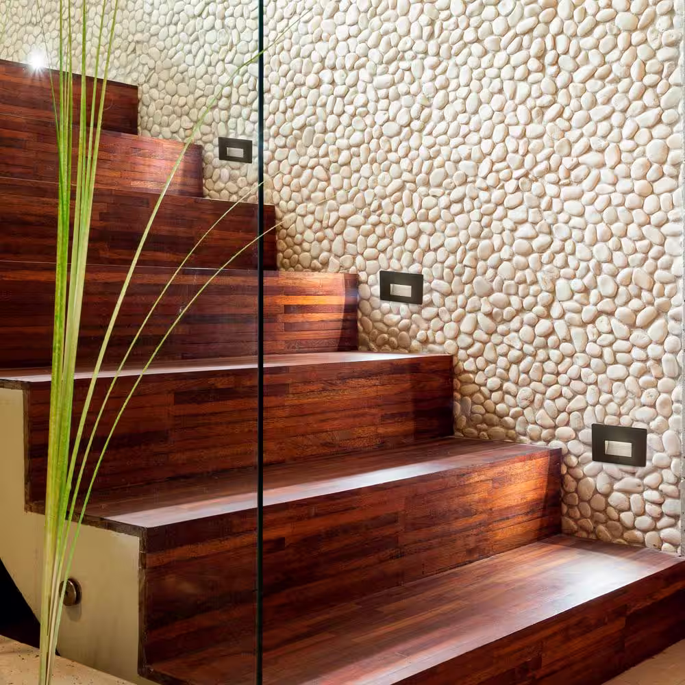 Maxxima Horizontal Hardwired Rubbed Bronze Step Light, LED Stair Light, Indoor/Outdoor 3 CCT Selectable 3000K to 5000K (2-Pack)