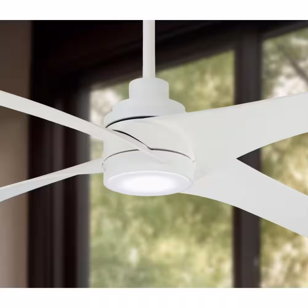 MINKA-AIRE Swept 56 in. Integrated LED Indoor Flat White Ceiling Fan with Light with Remote Control