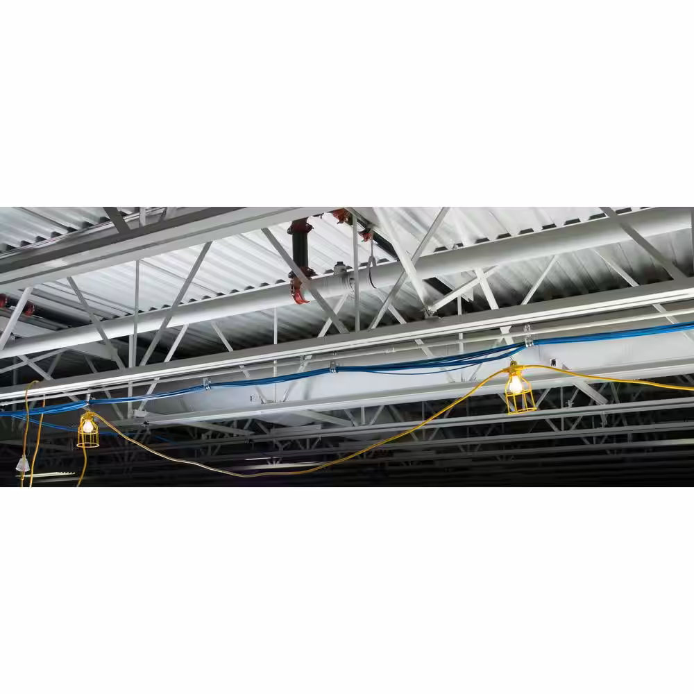 Bergen Industries 50 ft. 12/3 SJTW 5-Light Metal Guards Temporary Light Stringer, Yellow