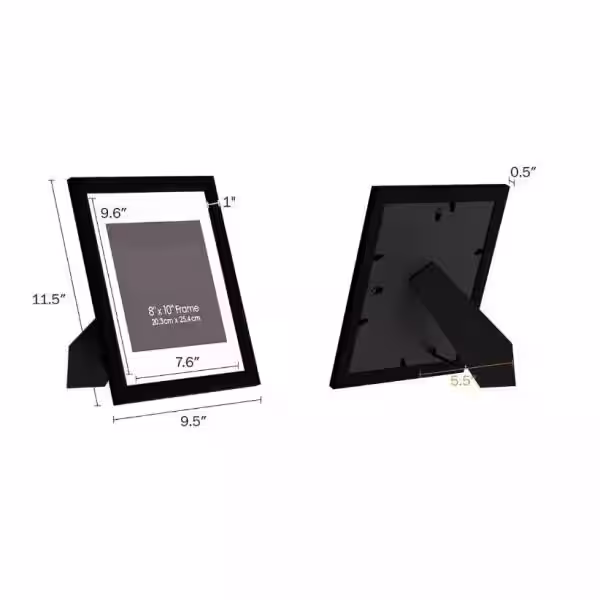 None 8 in. x 10 in. Black Hanging or Standing Modern Picture Frames (Set of 6)
