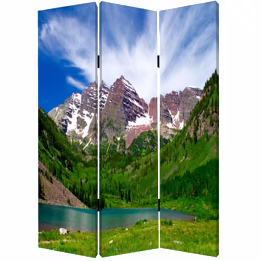 None MOUNTAIN PEAKS 6 ft. Multi-color 3-Panel Room Divider