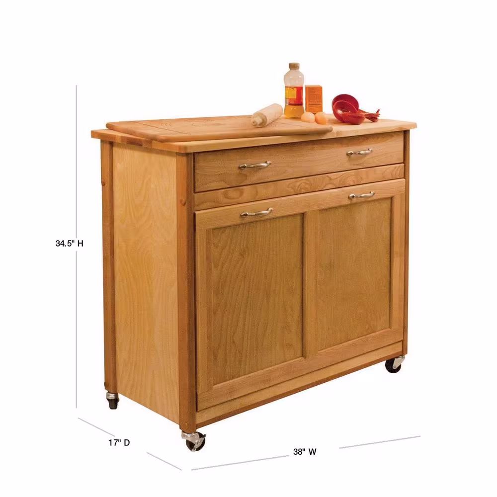 Catskill Craftsmen Natural Birch Recycling/Trash Kitchen Island