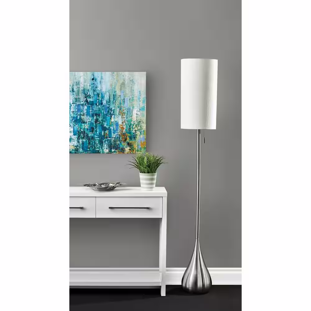 Adesso Christina 68 in. H Brushed Steel Floor Lamp