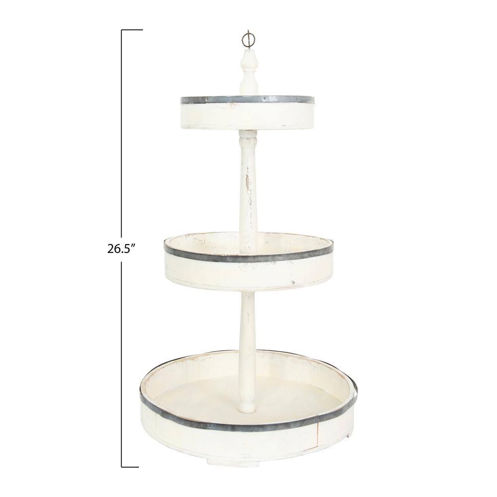 Storied Home Off-White Decorative 3-Tier Tray