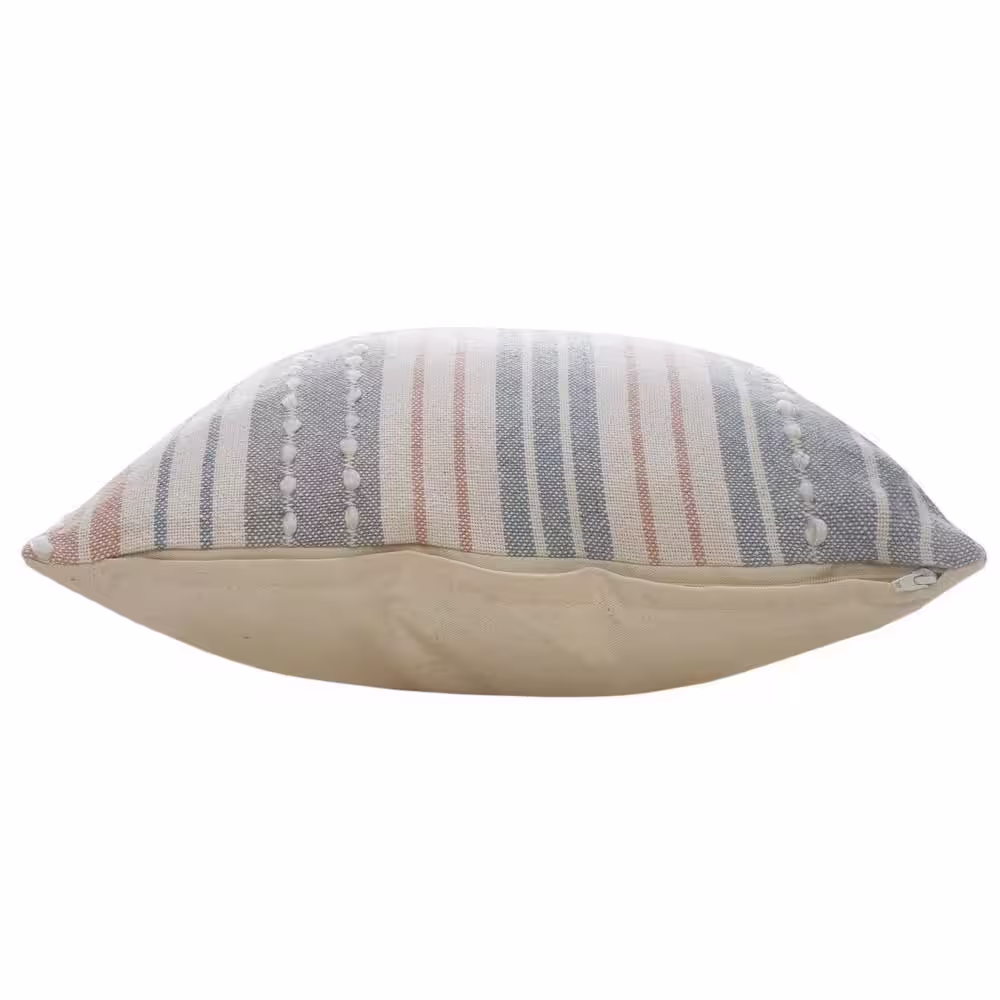 LR Home Delicate Blue/Gray Textured Striped Soft Poly-Fill 20 in. x 20 in. Throw Pillow