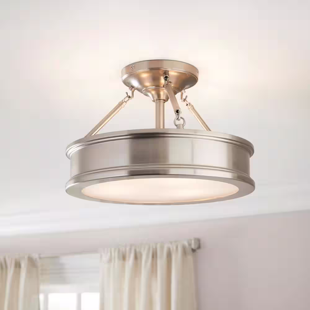 Home Decorators Collection Grafton 3-Light Brushed Nickel Semi Flush Mount Ceiling Light
