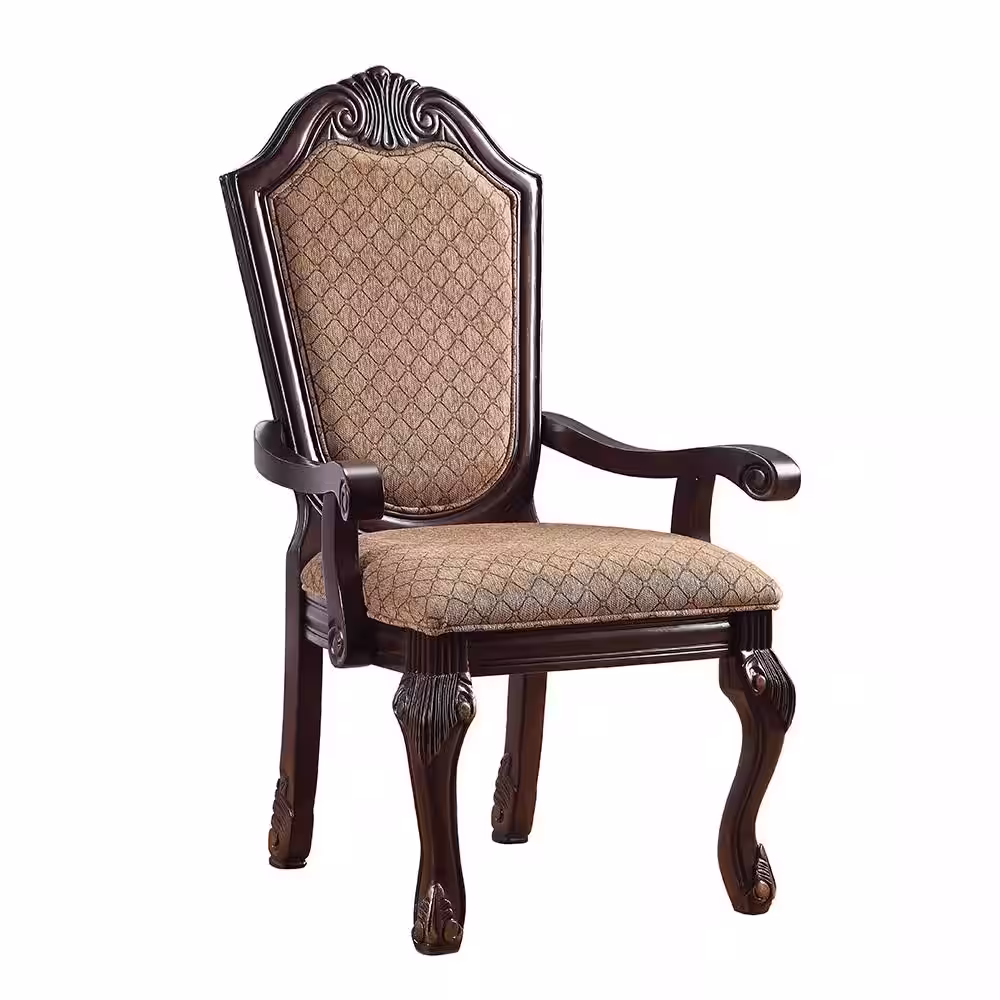 Acme Furniture Chateau De Ville Fabric and Espresso Arm Chair (Set-2)