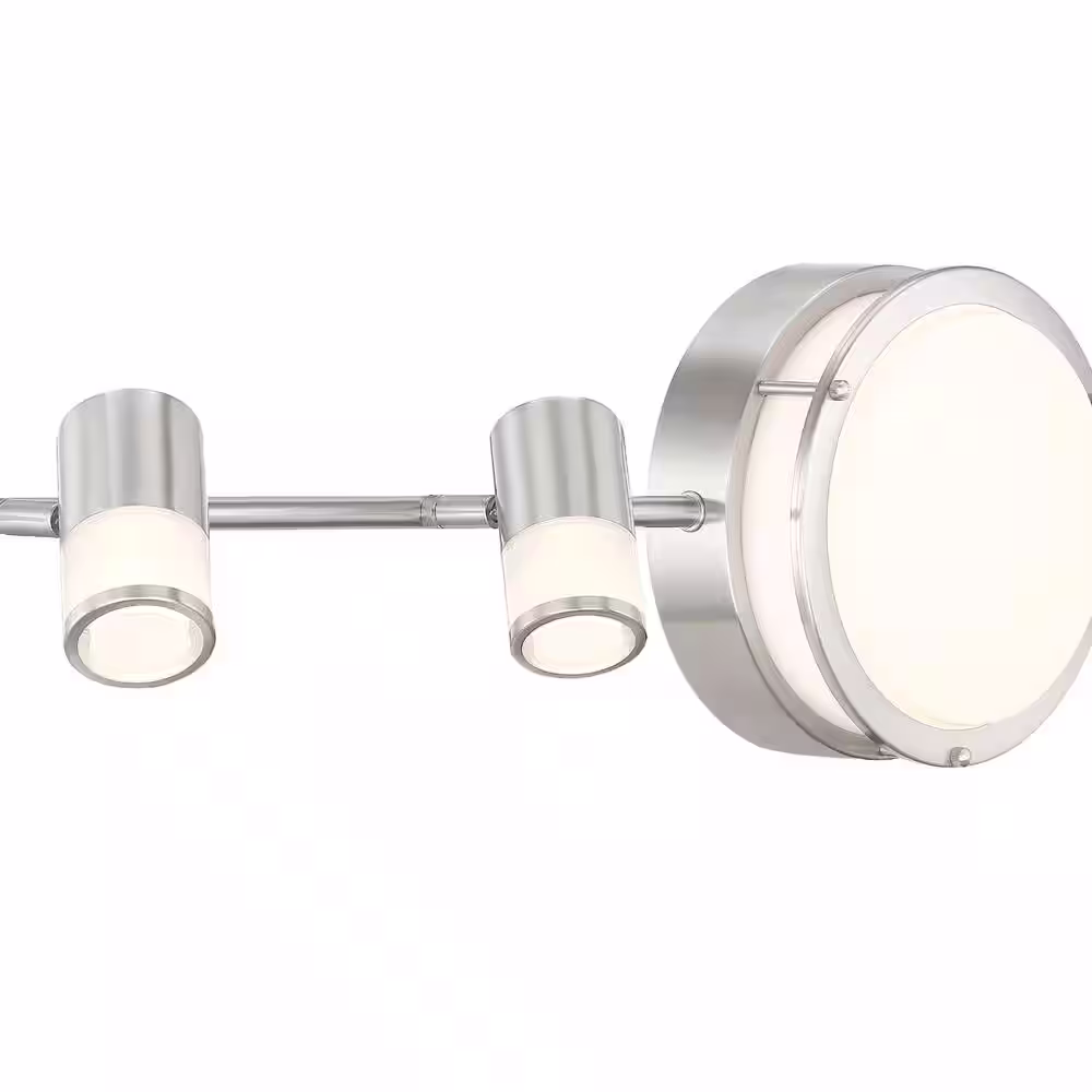 Hampton Bay Greyrock 3.44 ft. 4-Light Brushed Nickel Integrated LED Fixed Track Lighting Kit with Rotating Heads & Flush Mount Light