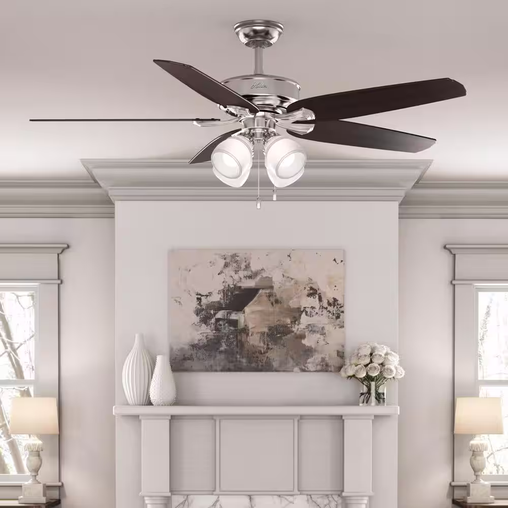 Hunter Channing 60 in. LED Indoor Brushed Nickel Ceiling Fan with Light Kit