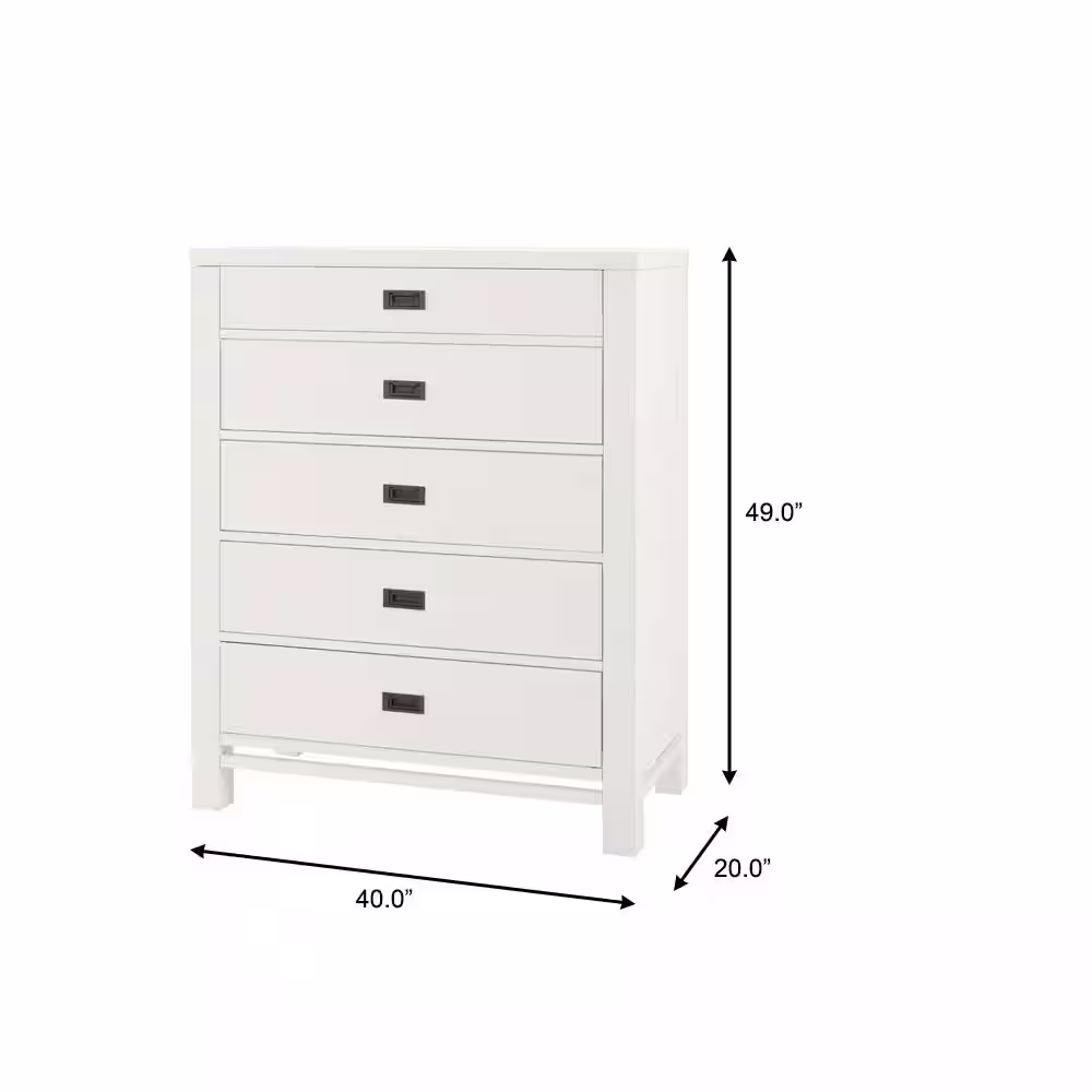 Home Decorators Collection Calden Bright White 5-Drawer Chest of Drawers (49 in. H x 40 in. W x 20 in. D)