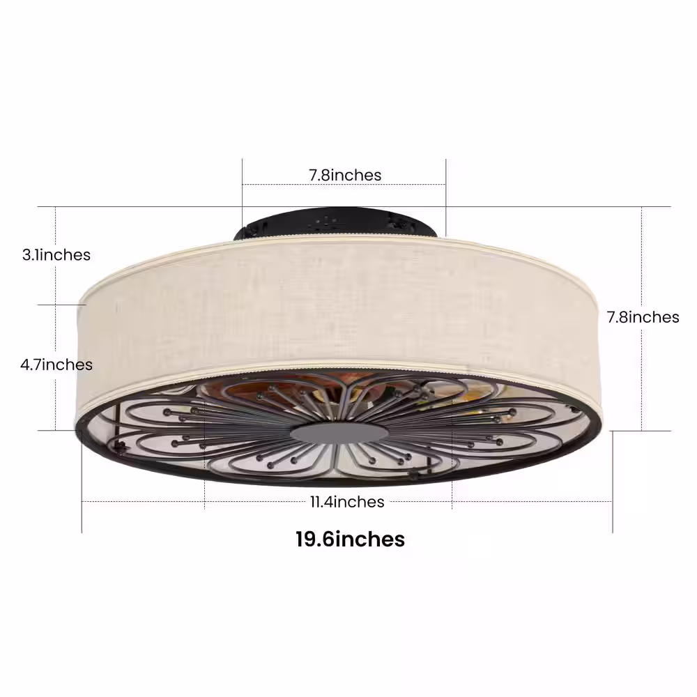 TOZING 19.7 in. Indoor Bronze Smart Low Profile Ceiling Fan with Remote and Light Kit