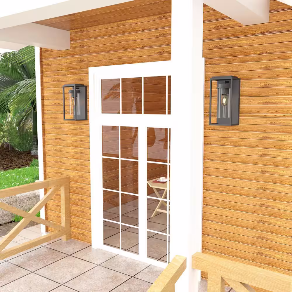 Maxax Montpelier 12.3 in. H Sand Black Dusk to Dawn Outdoor Hardwired wall Rectangular Scone with No Bulb Included