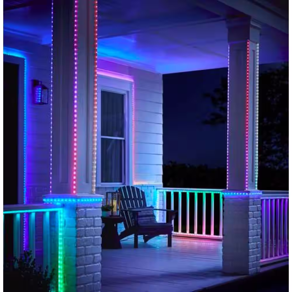 EcoSmart 16.4 ft. RGBWIC Dynamic Color Changing Dimmable Linkable Plug-In LED Outdoor Strip Light with Remote Control