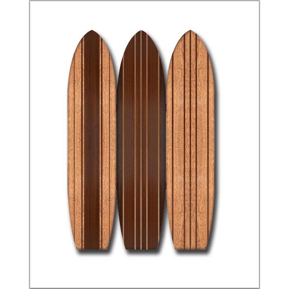 None SG-376 Long Board Surfboard Screen 3-Panel Room Divider