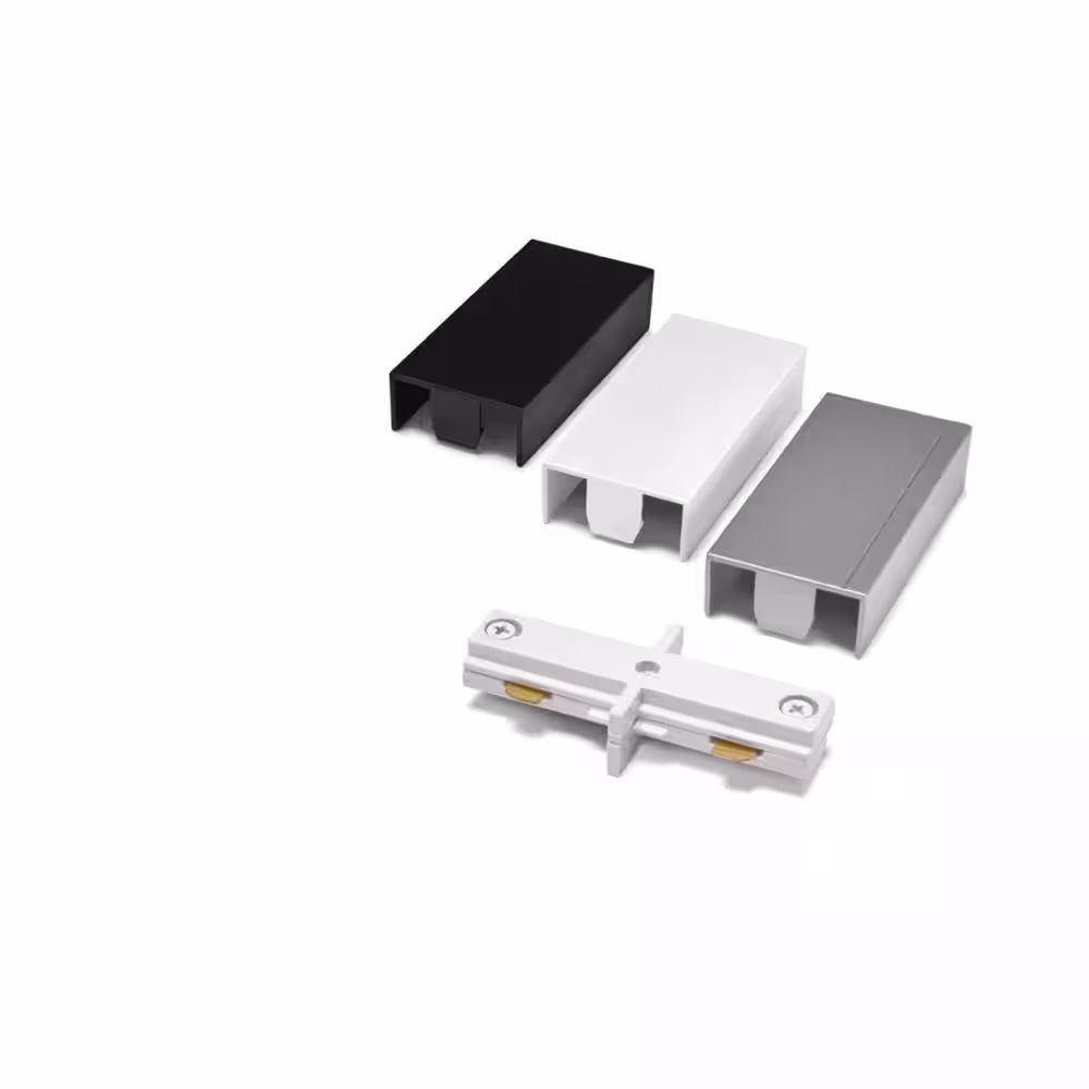 Hampton Bay 2400-Watt Linear Track Lighting Connector Track to Track Coupler with White, Black and Brushed Nickel Covers