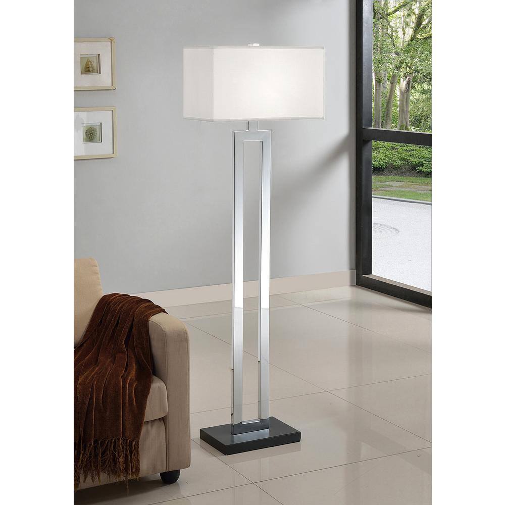ARTIVA Geometric 60 in. Chrome/Black Contrast Floor Lamp