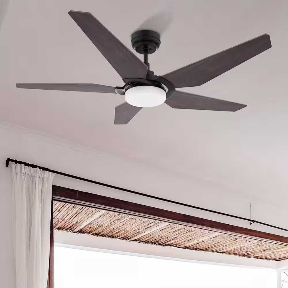 CARRO Voyager 52 in. Dimmable LED Indoor/Outdoor Black Smart Ceiling Fan with Light and Remote Works w/Alexa/Google Home