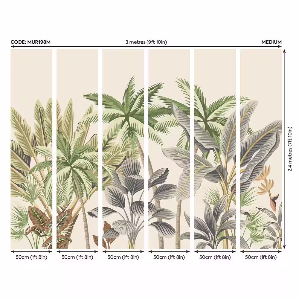 None Green Tropical Palm Trees Wall Mural