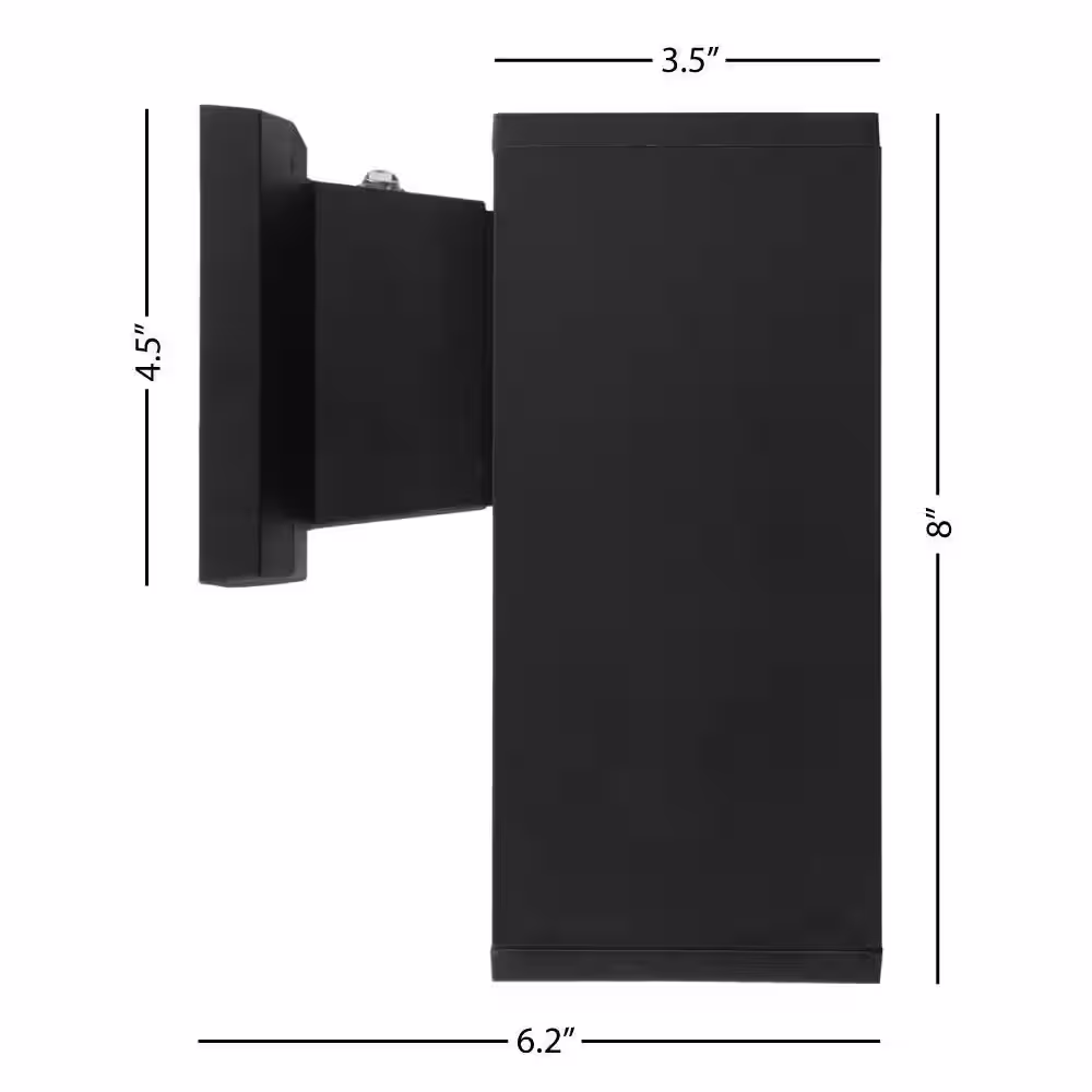 Maxxima LED Black Rectangular Dusk to Dawn Sensor Outdoor Wall Light, Sconce Light, 12-Watt, 1000 Lumens, 3000K Warm White