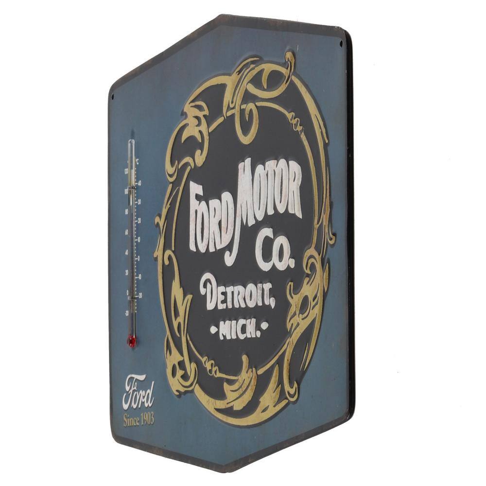 Ford Motor Co. Die Cut Embossed Tin Thermometer Decorative Sign