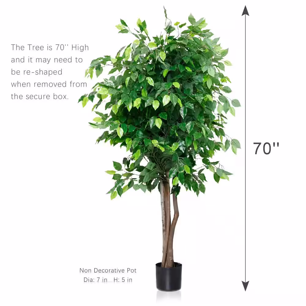 Worth Garden 6 ft. Green Artificial Ficus Tree with a Pot