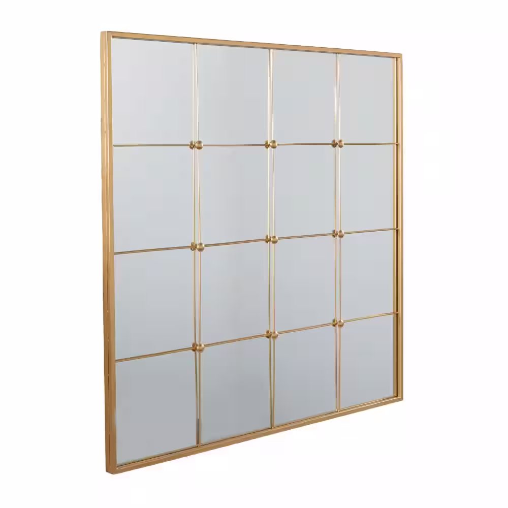 CosmoLiving by Cosmopolitan 36 in. x 36 in. Window Pane Inspired Square Framed Gold Wall Mirror