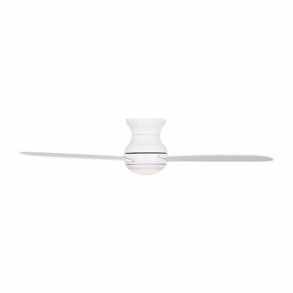 Generation Lighting Orbis 52 in. Integrated LED Indoor/Outdoor Matte White Hugger Ceiling Fan with Light Kit