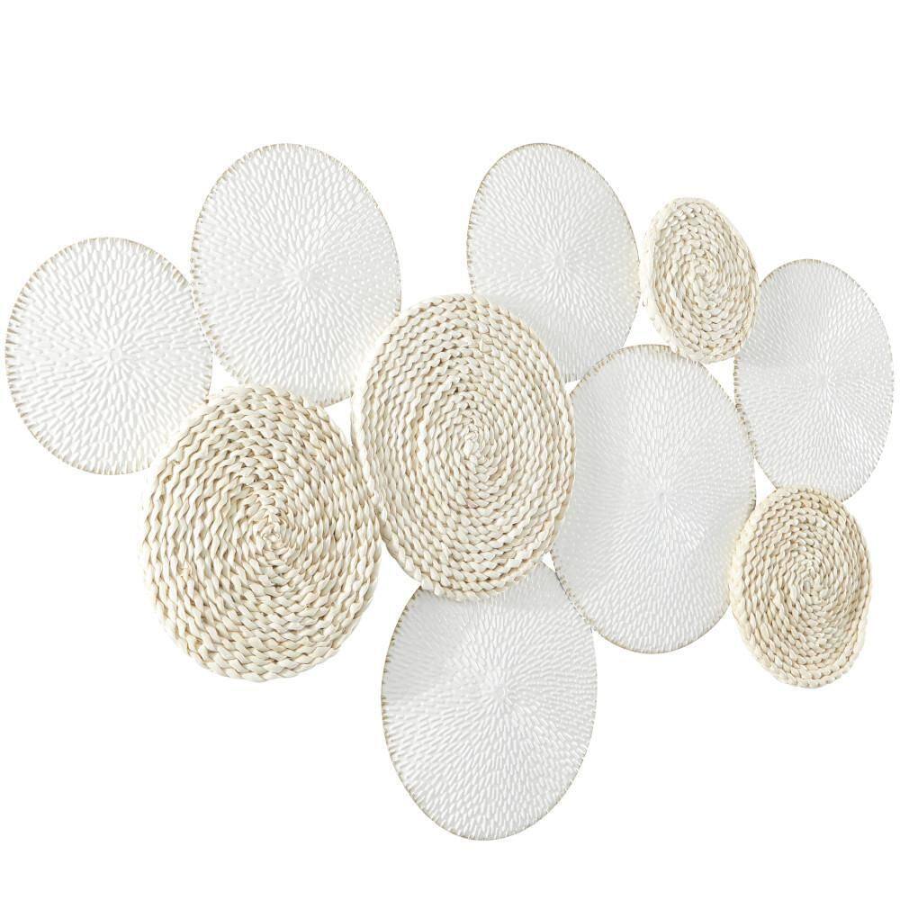 Novogratz Metal White Rope Design Plate Wall Decor with Textured Pattern
