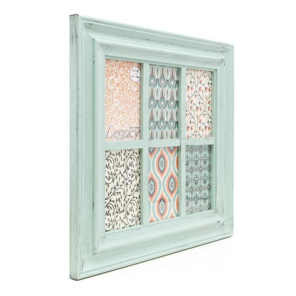 KG Collage Frame - Distressed Green, Holds Six 4