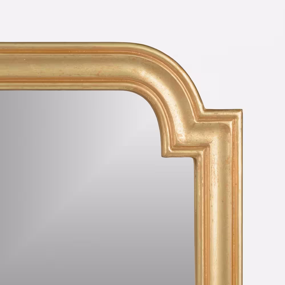 Best Home Fashion 35 in. H x 35 in. W Neoclassic Square Framed Gold Notched Corner Accent Mirror