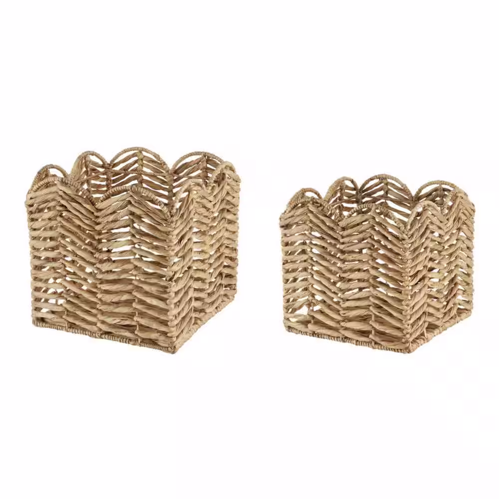 StyleWell Scalloped Wicker Storage Baskets (Set of 2)