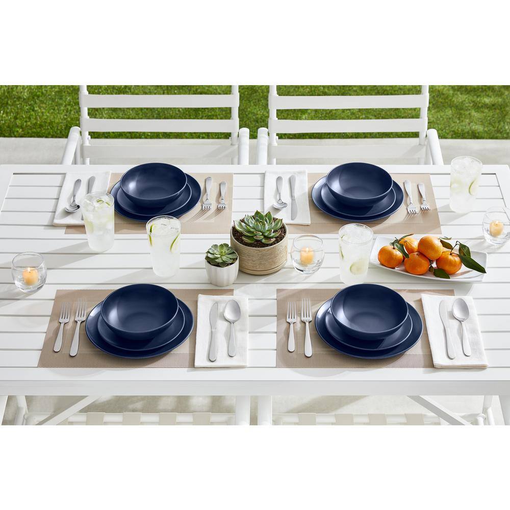 StyleWell Taryn Melamine Dinner Plates in Matte Midnight Blue (Set of 6)