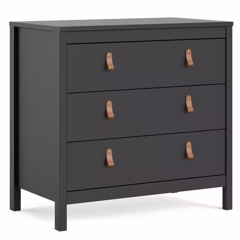 Tvilum Madrid 3-Drawer Black Matte Chest of-Drawers (31.38 in. H x 32.40 in. W x 18.90 in. D)