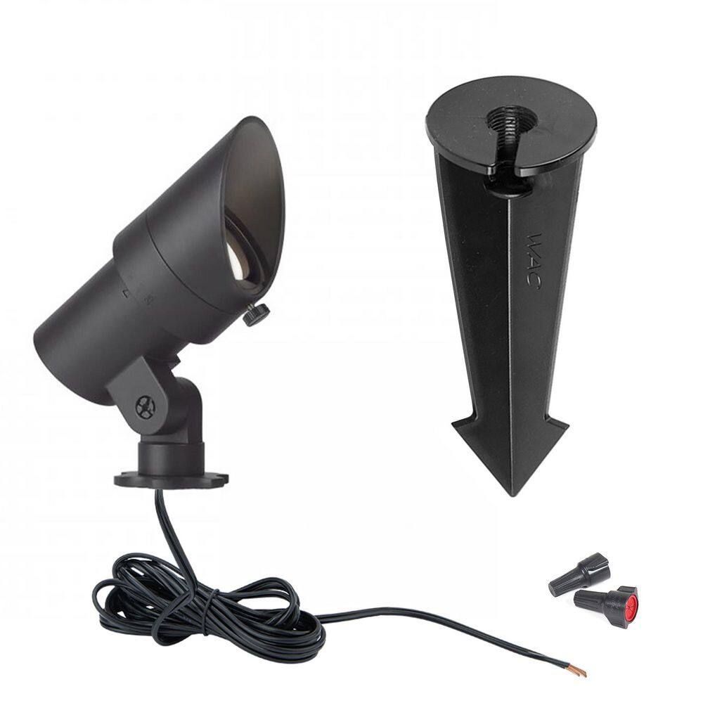 None Mini Accent 420 Lumens Black Low Voltage LED Outdoor Spotlight with IP66 Rated and 2700K LED